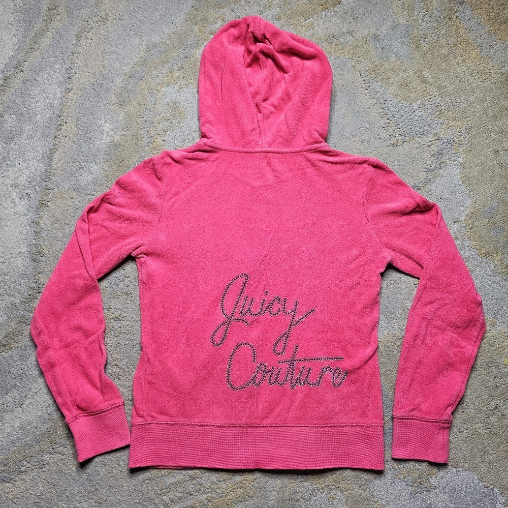 Y2k Terry Cloth Juicy Couture Pink Hoodie Track Zip Up